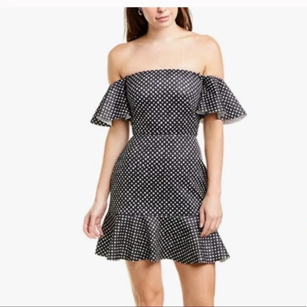 ! Saloni Amelia polka-dot neoprene mini dress Sz 2